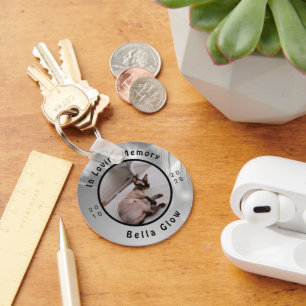 Sphynx Cat Memorial Silver Remembrance Art Key Ring