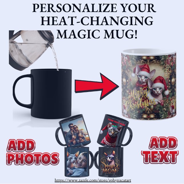 Sphynx Cat Mug Personalised Photo Magic Morphing (Sphynx Cat Create Your Own Photo Gift Magic Mug)