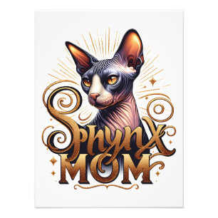 Sphynx Cat Mum Art Poster Print Mother's Day Mum