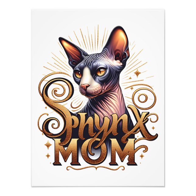 Sphynx Cat Mum Art Poster Print Mother's Day Mum (Front)