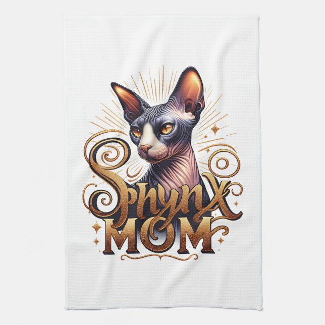 Sphynx Cat Mum Tea Towel (Vertical)
