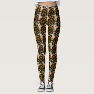 Sphynx Cat Ninja black and gold Mod Flower Leggings