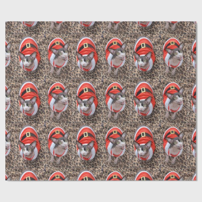 Sphynx Cat Ninja Santa Christmas Wrapping Paper (Flat)