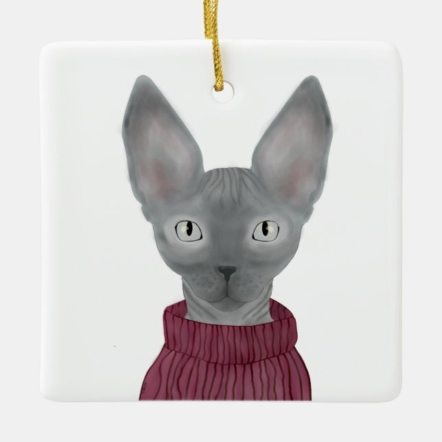 Sphynx Cat Ornament (Front)