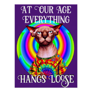 Sphynx Cat Over the Hill Birthday Poster