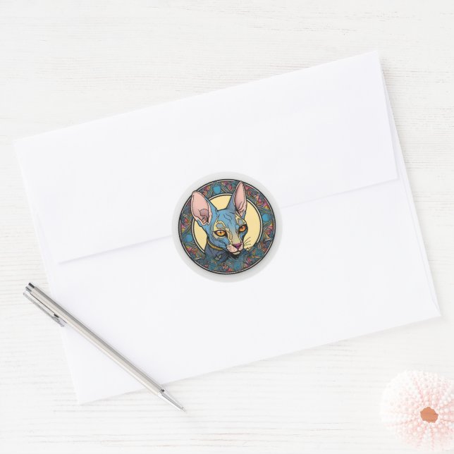 Sphynx Cat Round Sticker (Envelope)