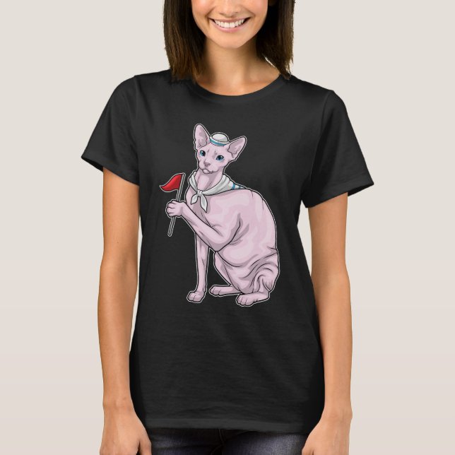 Sphynx Cat Sailor Flag T-Shirt (Front)