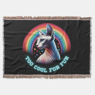 Sphynx Cat Too Cool Funny Black  Throw Blanket