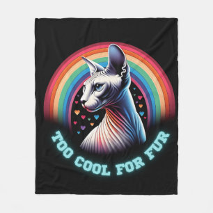 Sphynx Cat Too Cool Rainbow Hearts Funny Fleece Blanket