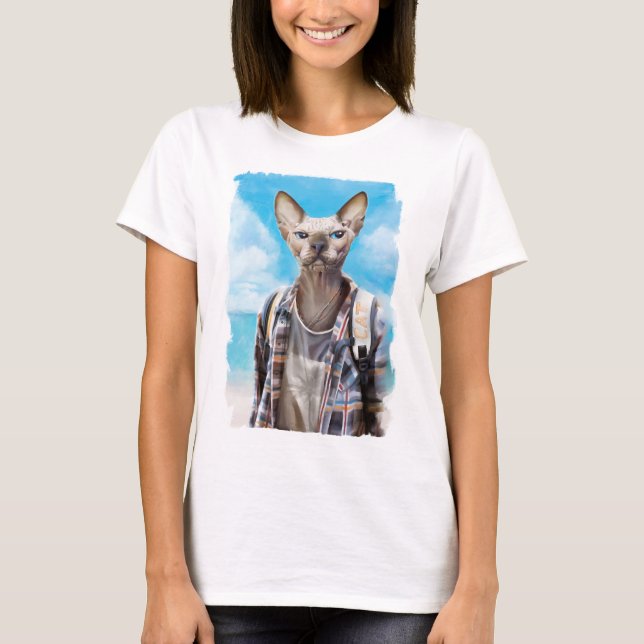 Sphynx cat. tourist. T-Shirt (Front)