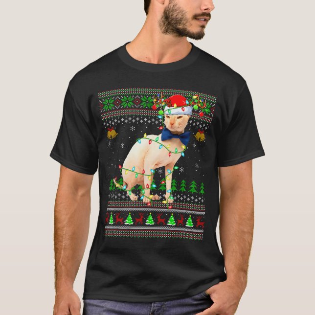 Sphynx Cat Ugly Christmas Sweaters Holiday Santa C (Front)