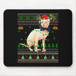 Sphynx Cat Ugly Christmas Sweaters Holiday Santa C Mouse Pad