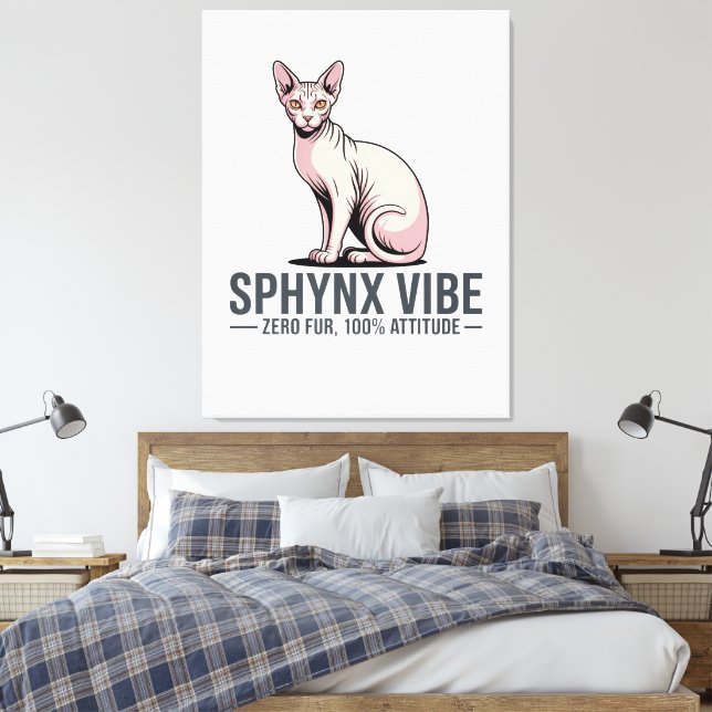 Sphynx Cat Vibe Under Sunlight Art Canvas Print (Insitu(Bedroom))