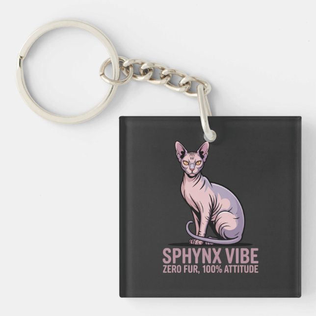 Sphynx Cat Vibe Under Sunlight Art Key Ring (Front)