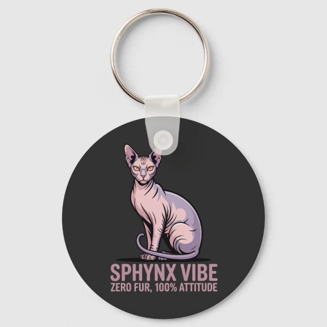 Sphynx Cat Vibe Under Sunlight Art Key Ring (Front)