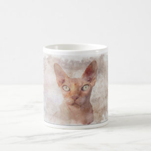 Sphynx Cat Watercolor. Coffee Mug