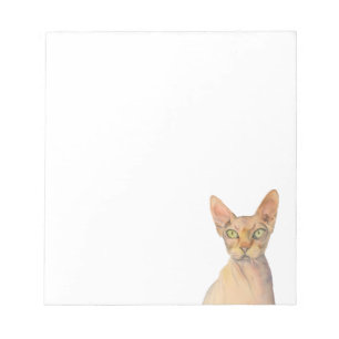 Sphynx Cat Watercolor Portrait Notepad