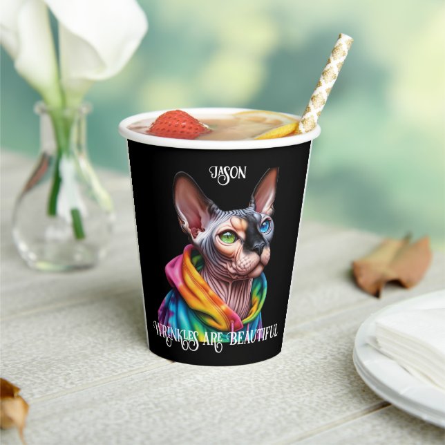  Sphynx Cat Wrinkles Birthday Paper Cups (Insitu)