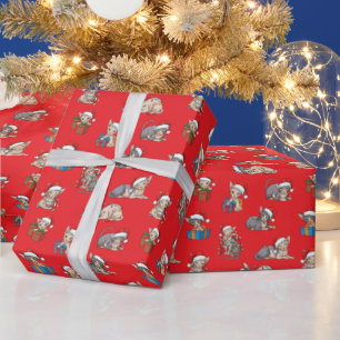 Sphynx Cats Christmas Pattern Cute Red Gift Wrapping Paper