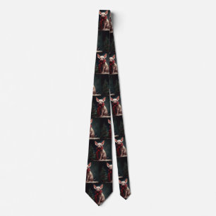 Sphynx Dog in Snow Christmas Tie