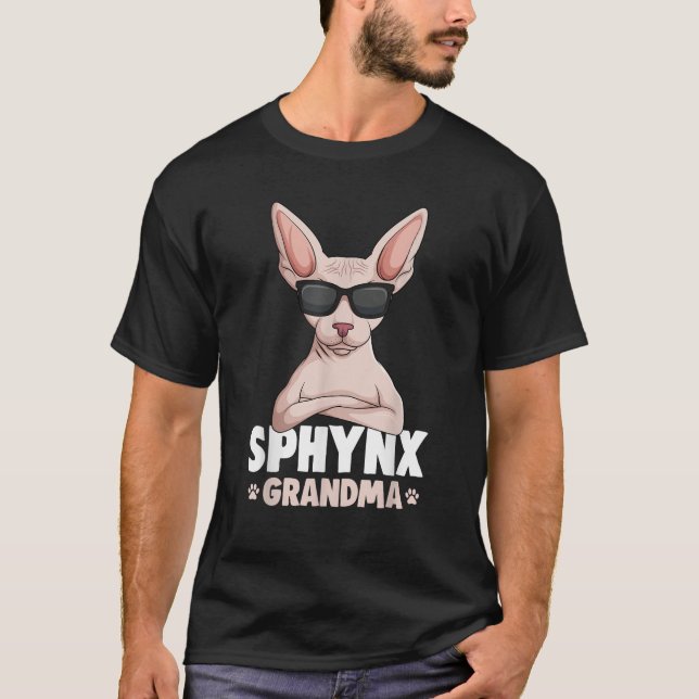 Sphynx Grandma Cat Sphinx Hairless Cat Men Women  T-Shirt (Front)