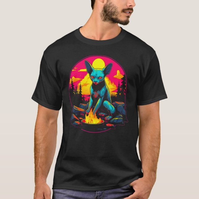 Sphynx Hairless Cat Camping 1 T-Shirt (Front)