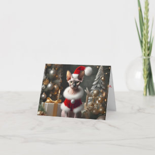 Sphynx Hairless Cat Christmas Card 