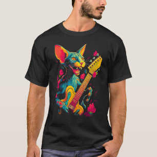 Sphynx Hairless Cat Guitar T-Shirt