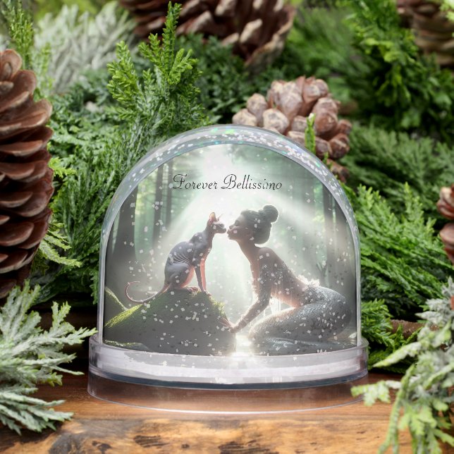 Sphynx Kissing Mermaid  Snowglobe (Winter)
