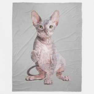 Sphynx Kitten Pet Portrait Fleece Blanket