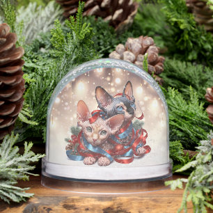 Sphynx Kittens Christmas Snowglobe