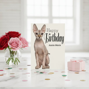 Sphynx Kitty Personalised Birthday Postcard