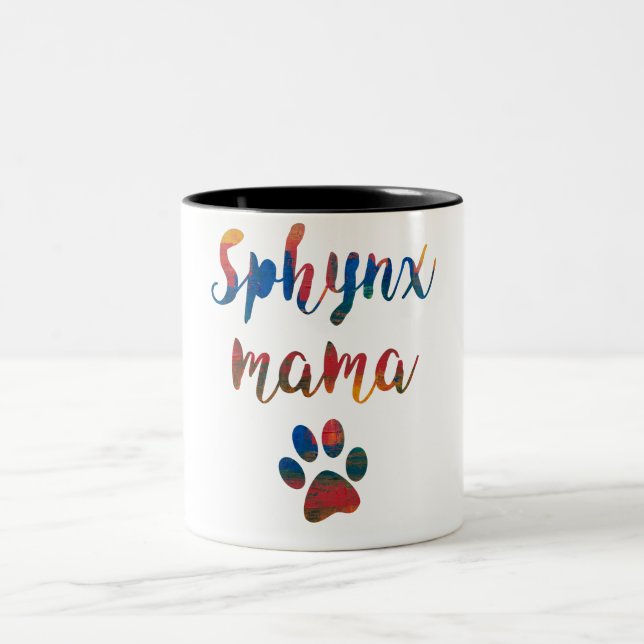 Sphynx Mama Artistic Colours Graphic Two-Tone Coffee Mug (Center)