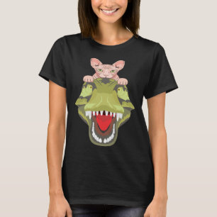 Sphynx Riding A T-Rex Dinosaur Hairless Cat Lover T-Shirt