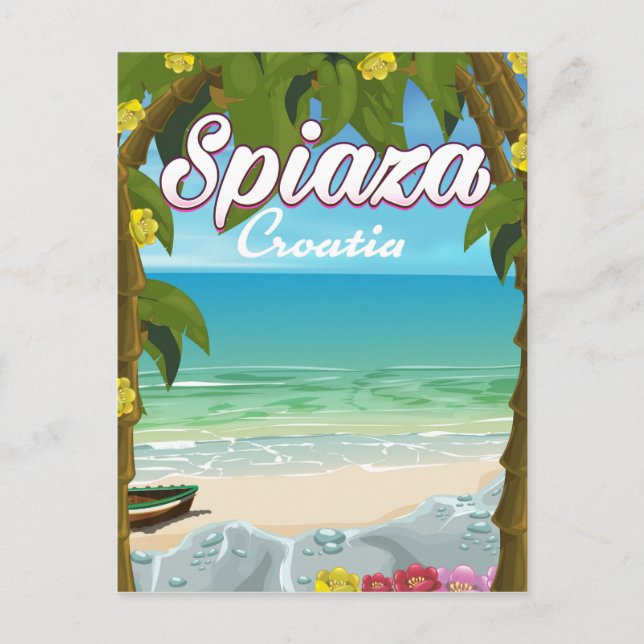 Spiaza Croatia beach vacation poster Postcard (Front)