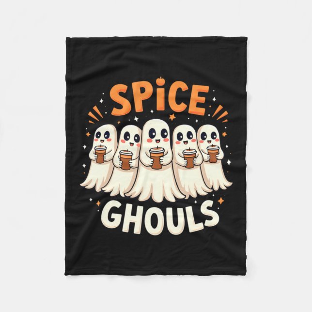 Spice Ghouls Halloween Ghost Pumpkin Fleece Blanket (Front)