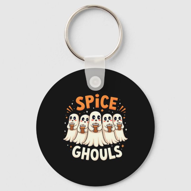 Spice Ghouls Halloween Ghost Pumpkin Key Ring (Front)