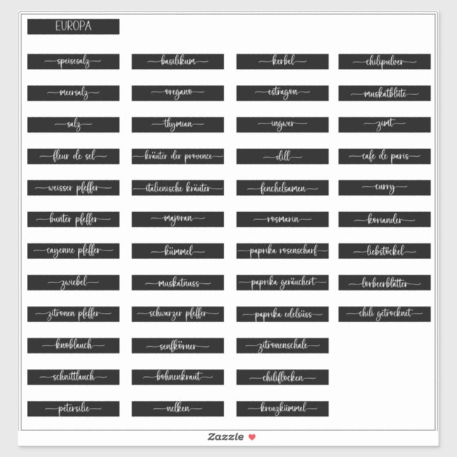 Spice Jar Labels (Sheet)
