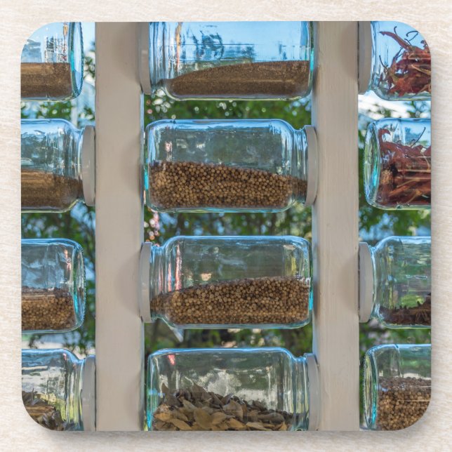 Spice jars hard plastic coasters (Front)