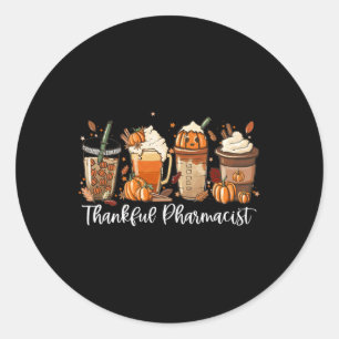 Spice Latte Fall Coffee Lover Thankful Pharmacist Classic Round Sticker