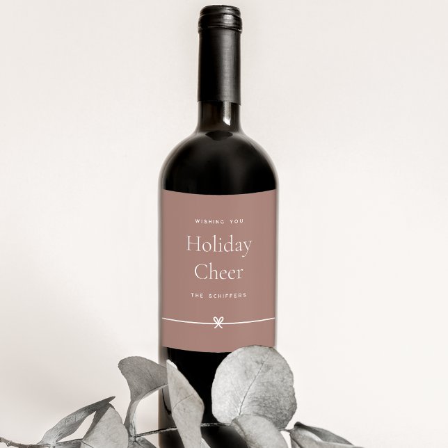 Spice | Modern Bow Simple Minimal Holiday Cheer Wine Label (Creator Uploaded)