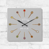 Spice of Life Wall Clock, 27.3 cm Square Acrylic