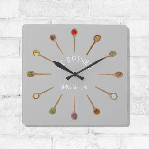 Spice of Life Wall Clock, 27.3 cm Square Acrylic Clock