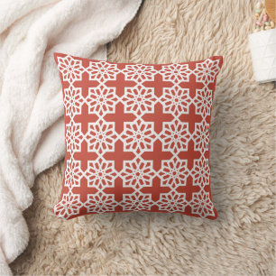 Spice Red Moroccan Star Pattern Tile Throw Pil Cushion