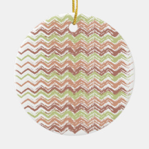 Spice Scribble Chevron ZigZag Ceramic Tree Decoration