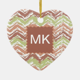 Spice Scribble Chevron ZigZag Ceramic Tree Decoration