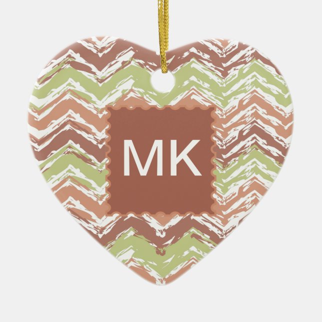 Spice Scribble Chevron ZigZag Ceramic Tree Decoration (Front)