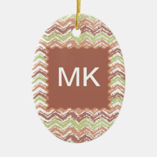 Spice Scribble Chevron ZigZag Ceramic Tree Decoration