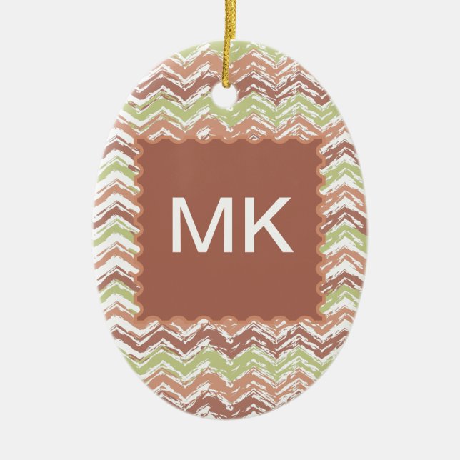 Spice Scribble Chevron ZigZag Ceramic Tree Decoration (Front)