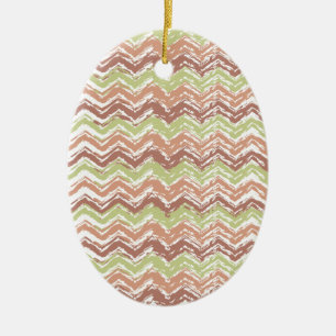 Spice Scribble Chevron ZigZag Ceramic Tree Decoration